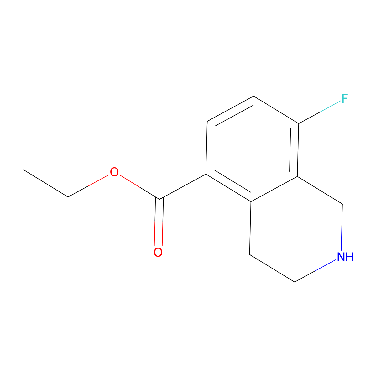 Ethyl 8-fluoro-1,2,3,4-tetrahydroisoquinoline-5-carboxylate molecular structure, CAS 2580199-10-4
