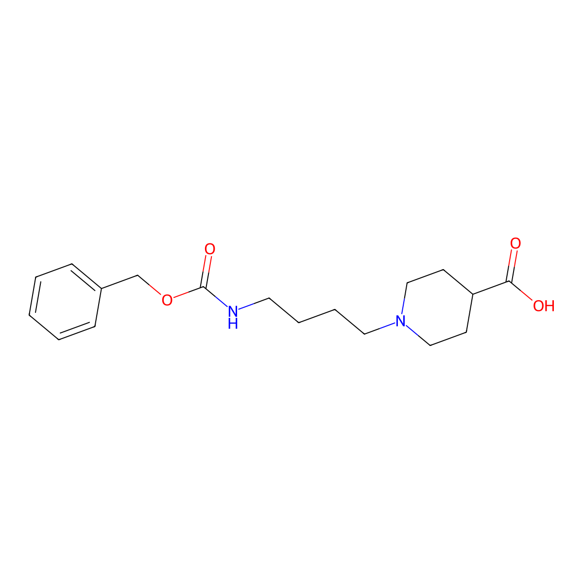 1-(4-{[(Benzyloxy)carbonyl]amino}butyl)piperidine-4-carboxylic acid molecular structure, CAS 2580199-18-2