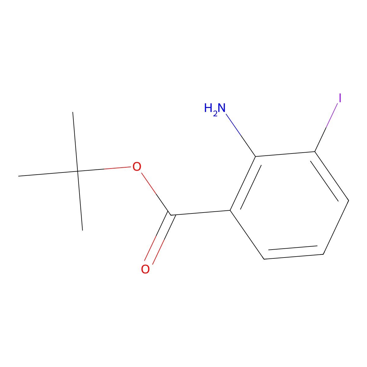 Tert-butyl 2-amino-3-iodobenzoate molecular structure, CAS 2580199-22-8