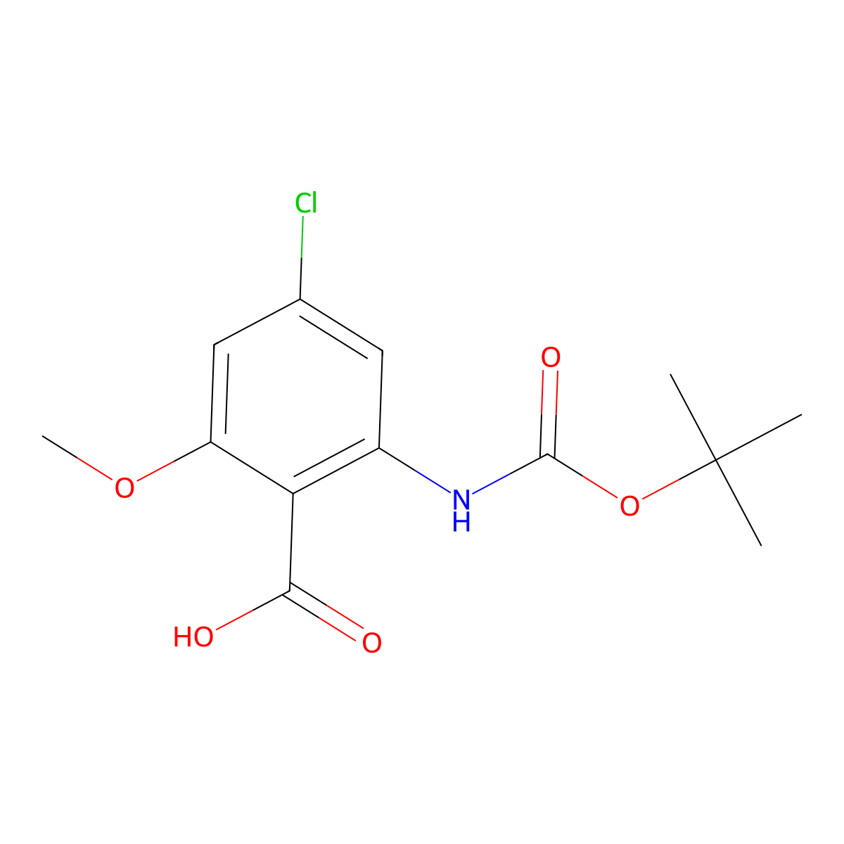 2-{[(Tert-butoxy)carbonyl]amino}-4-chloro-6-methoxybenzoic acid molecular structure, CAS 2580199-23-9