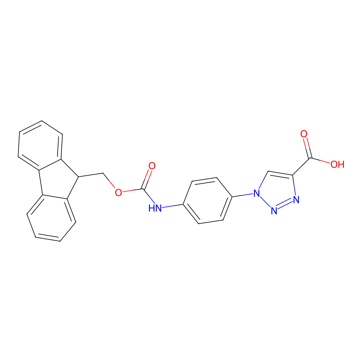1-[4-({[(9H-fluoren-9-yl)methoxy]carbonyl}amino)phenyl]-1H-1,2,3-triazole-4-carboxylic acid molecular structure, CAS 2580199-24-0