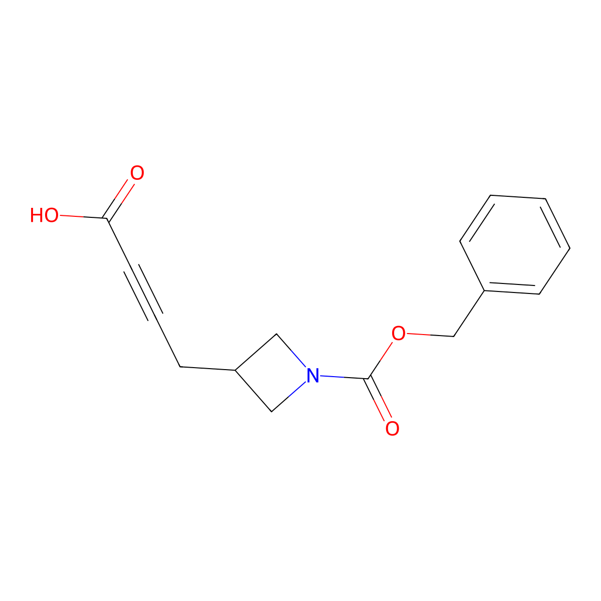 4-{1-[(Benzyloxy)carbonyl]azetidin-3-yl}but-2-ynoic acid molecular structure, CAS 2580199-30-8