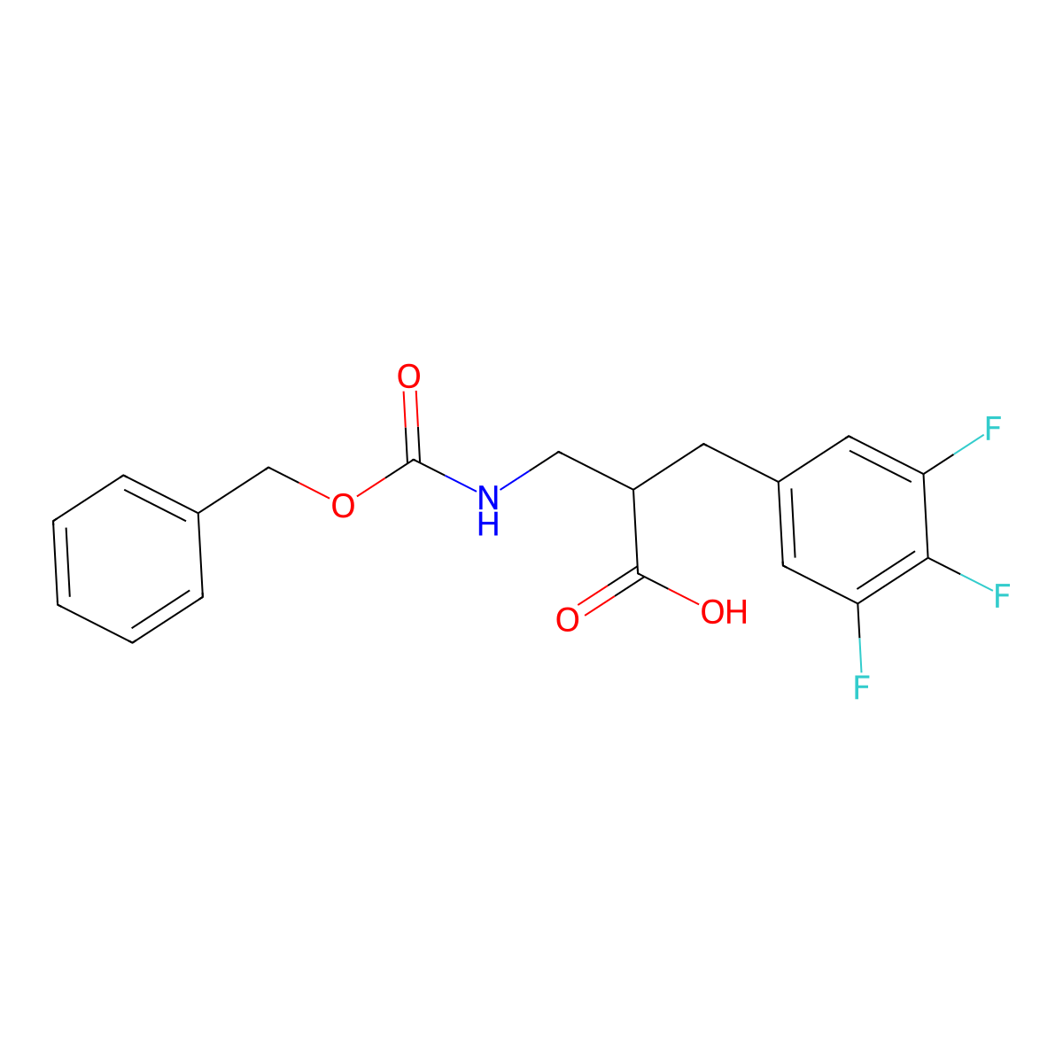 3-{[(Benzyloxy)carbonyl]amino}-2-[(3,4,5-trifluorophenyl)methyl]propanoic acid molecular structure, CAS 2580199-31-9