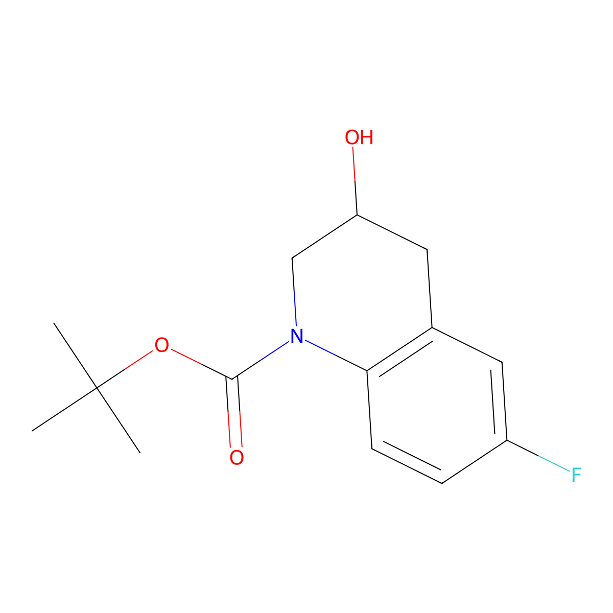 Tert-butyl 6-fluoro-3-hydroxy-1,2,3,4-tetrahydroquinoline-1-carboxylate molecular structure, CAS 2580199-38-6