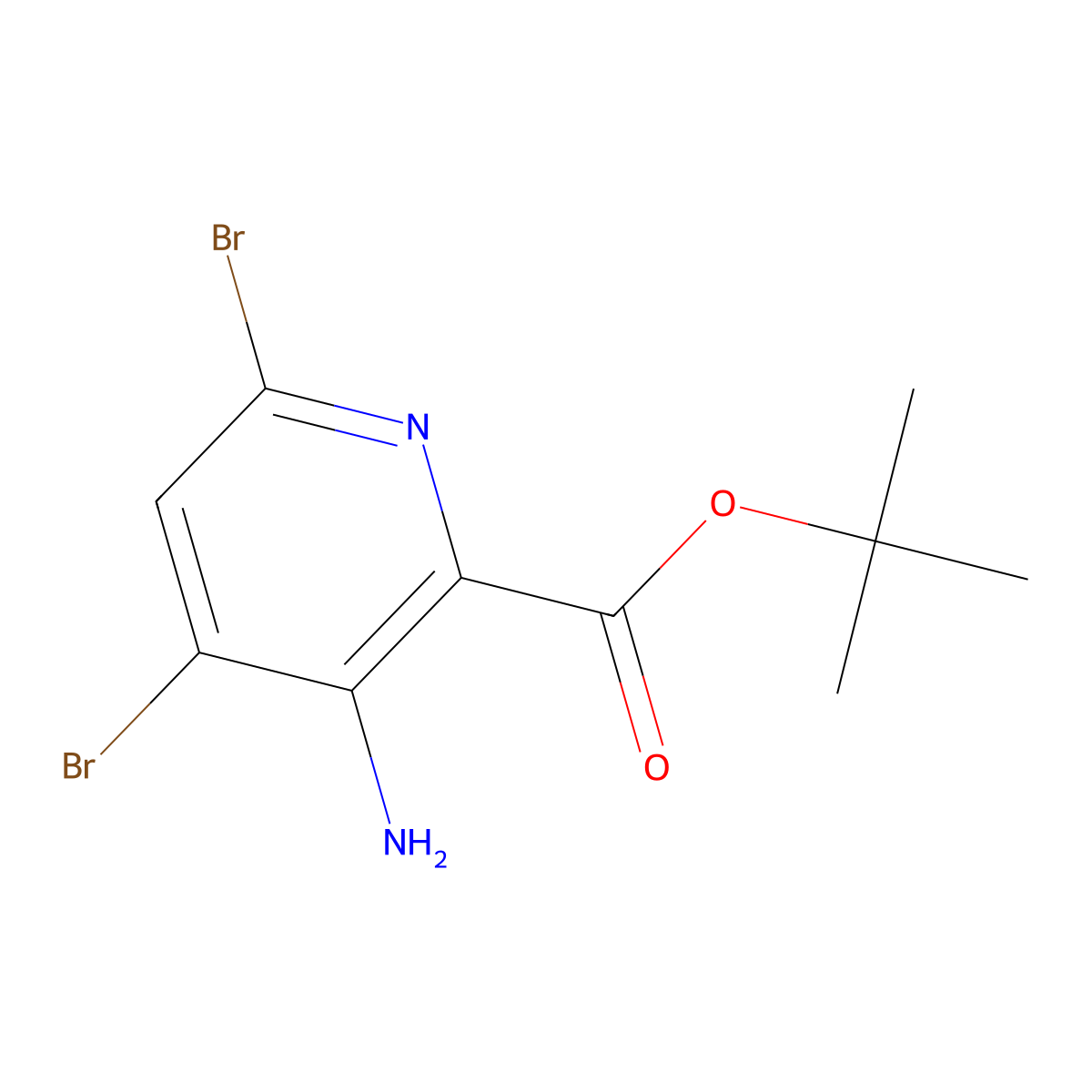 Tert-butyl 3-amino-4,6-dibromopyridine-2-carboxylate molecular structure, CAS 2580199-46-6