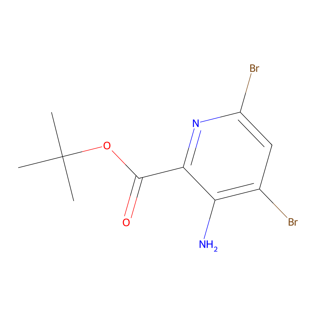 Tert-butyl 3-amino-4,6-dibromopyridine-2-carboxylate molecular structure, CAS 2580199-46-6