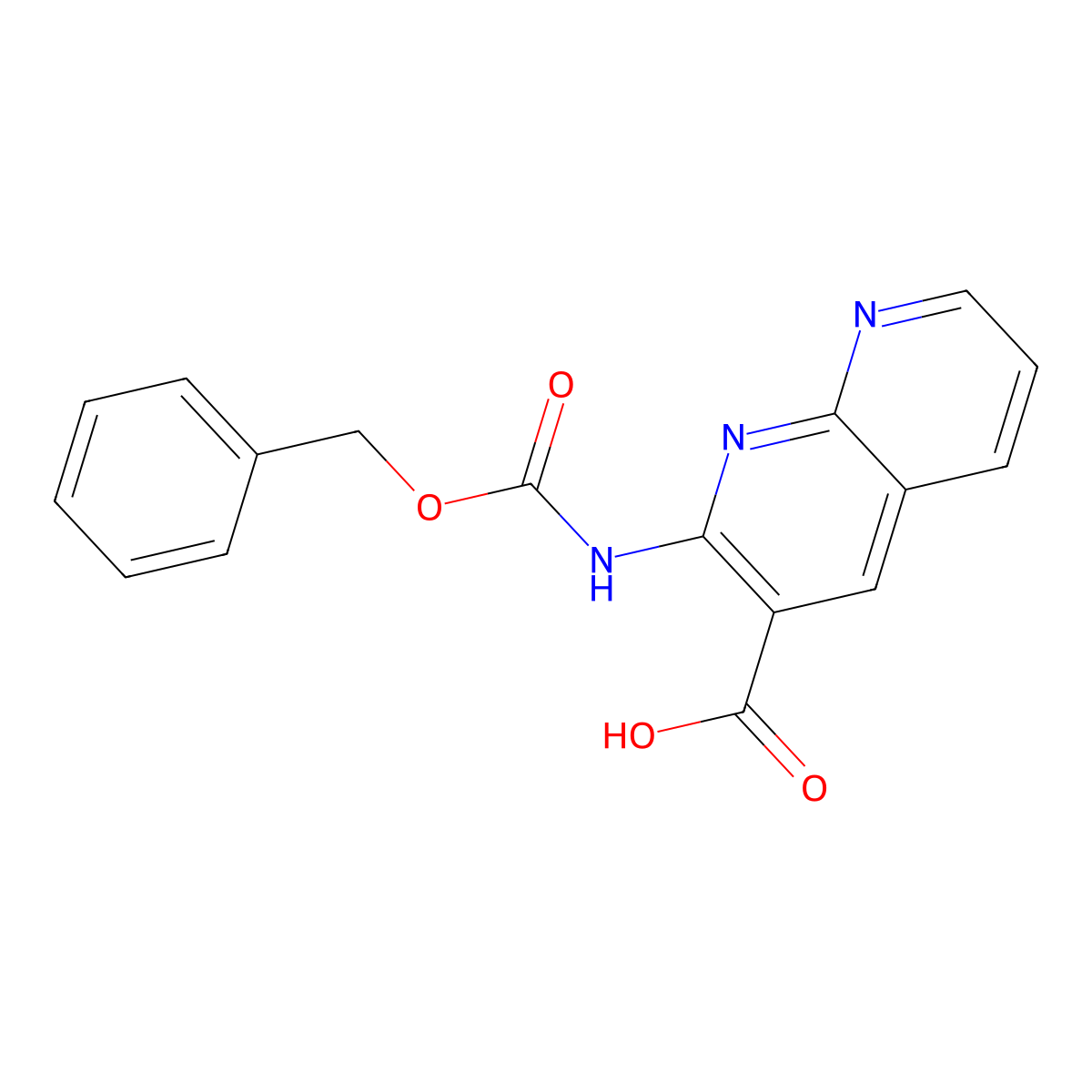 2-{[(Benzyloxy)carbonyl]amino}-1,8-naphthyridine-3-carboxylic acid molecular structure, CAS 2580199-50-2