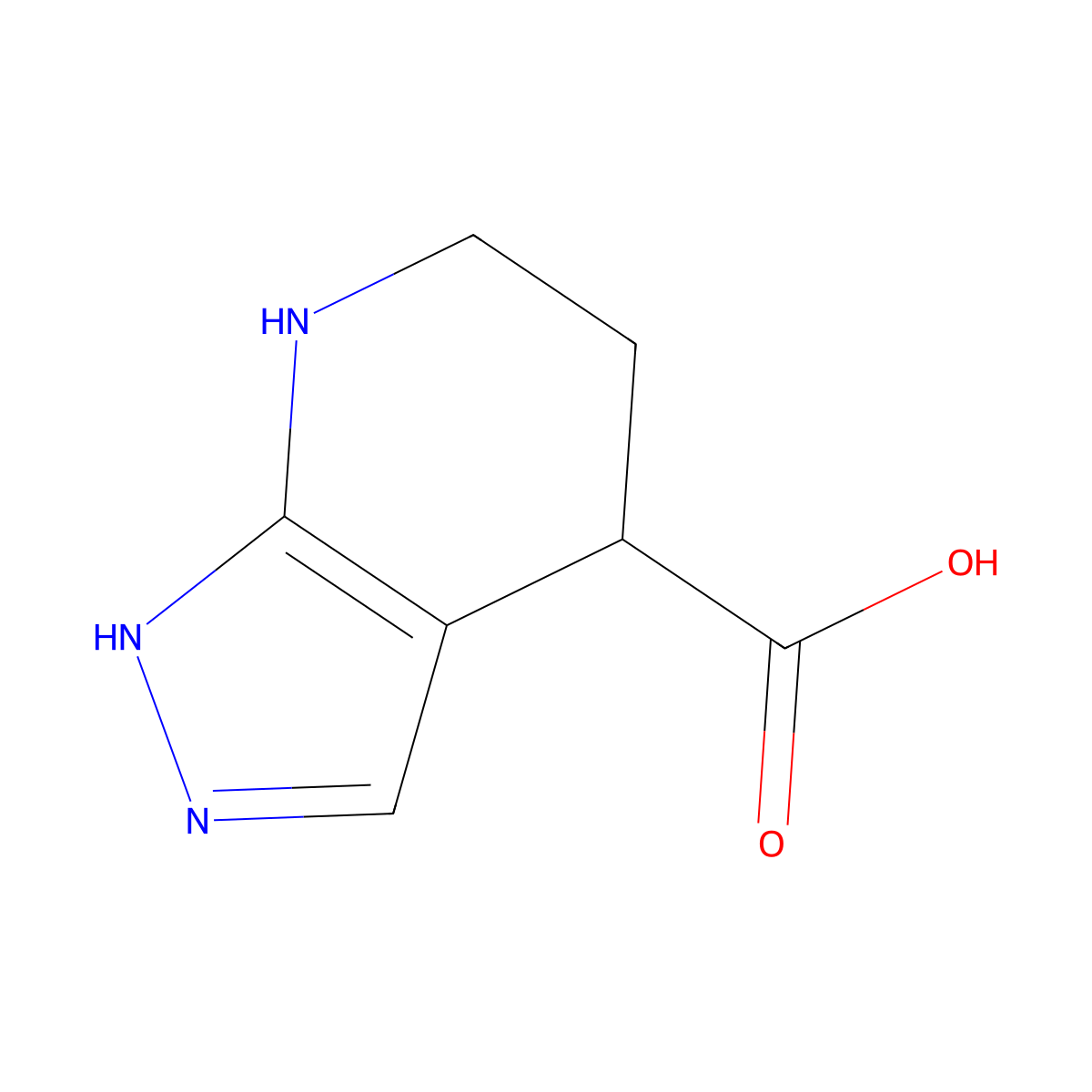 1H,4H,5H,6H,7H-pyrazolo[3,4-b]pyridine-4-carboxylic acid molecular structure, CAS 2580199-52-4