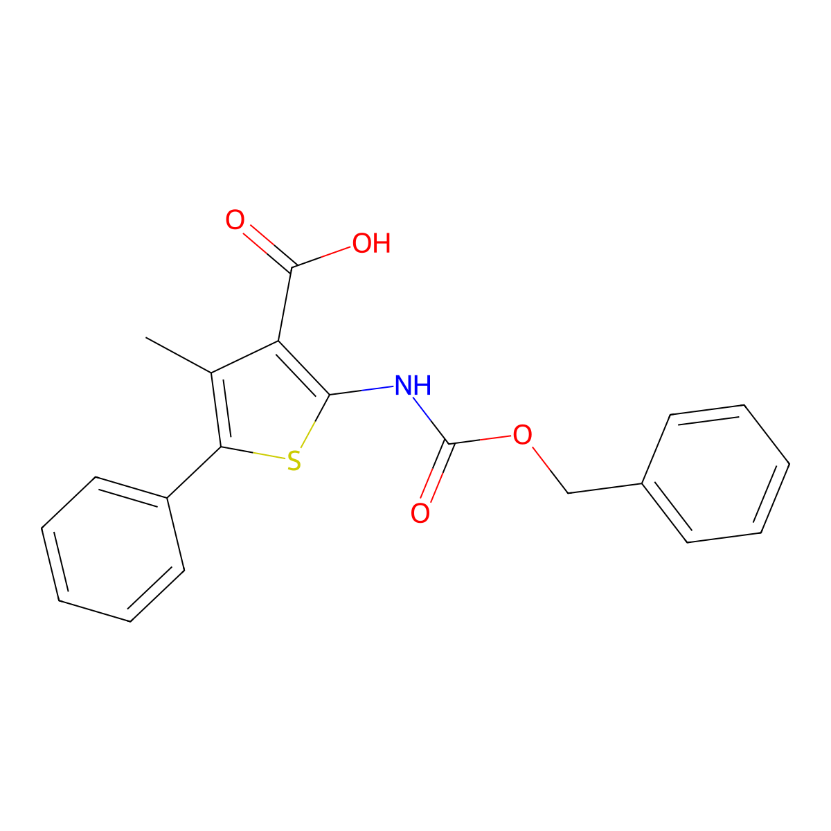 2-{[(Benzyloxy)carbonyl]amino}-4-methyl-5-phenylthiophene-3-carboxylic acid molecular structure, CAS 2580199-57-9