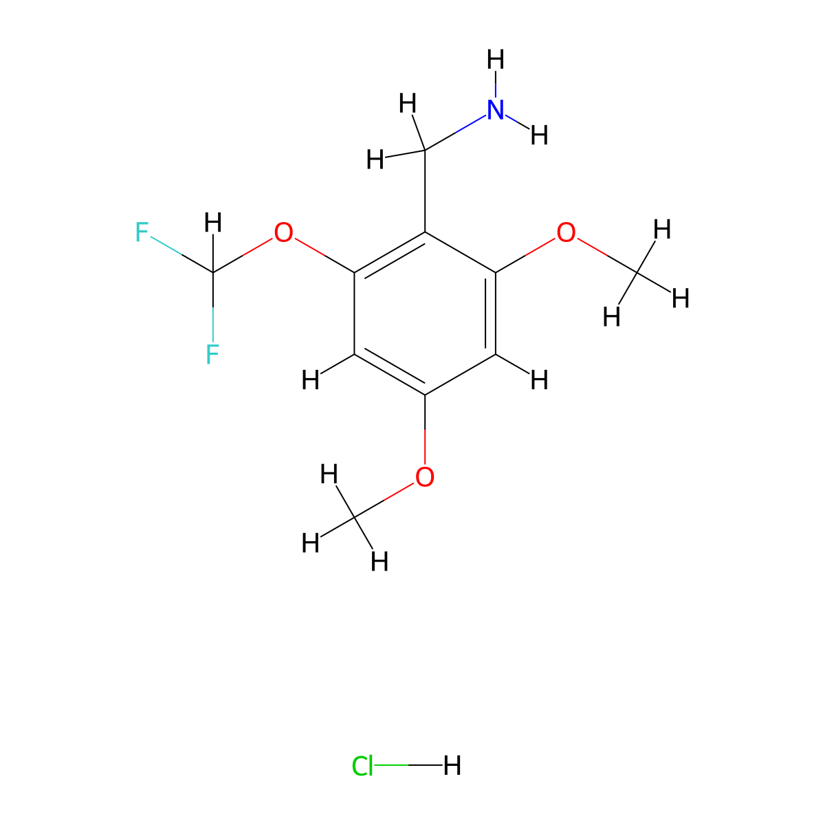 1-[2-(Difluoromethoxy)-4,6-dimethoxyphenyl]methanaminehydrochloride molecular structure, CAS 2580199-58-0