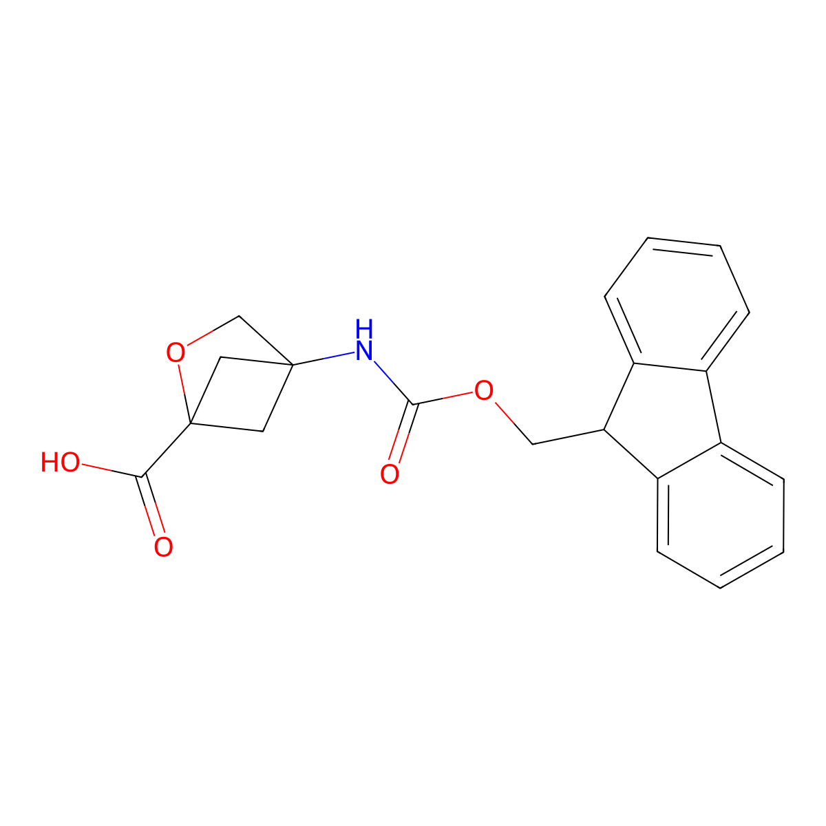 4-({[(9H-fluoren-9-yl)methoxy]carbonyl}amino)-2-oxabicyclo[2.1.1]hexane-1-carboxylic acid molecular structure, CAS 2580199-59-1