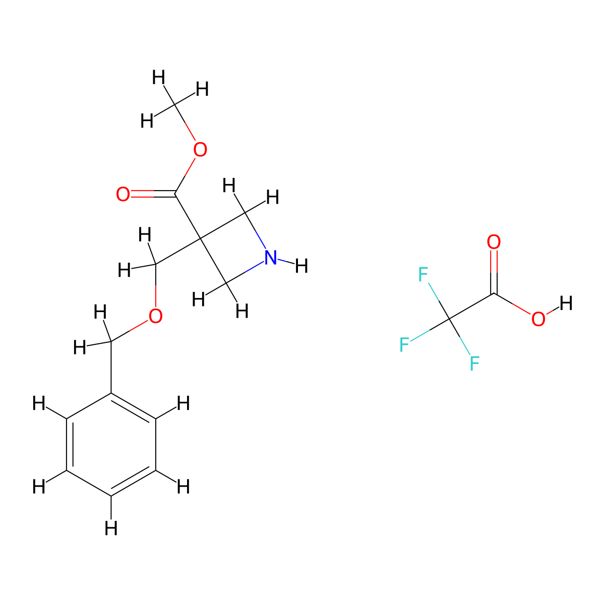 Methyl 3-[(benzyloxy)methyl]azetidine-3-carboxylate; trifluoroacetic acid molecular structure, CAS 2580199-61-5