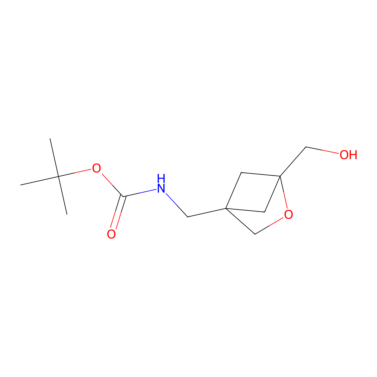 tert-butyl N-{[1-(hydroxymethyl)-2-oxabicyclo[2.1.1]hexan-4-yl]methyl}carbamate molecular structure, CAS 2580199-65-9