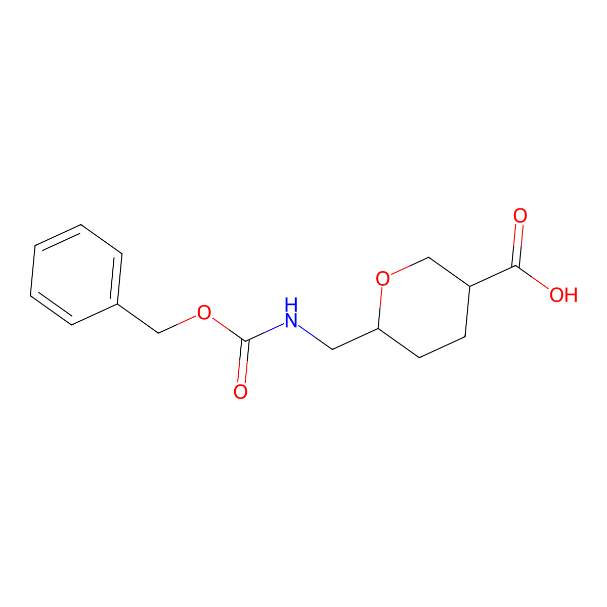 6-({[(Benzyloxy)carbonyl]amino}methyl)oxane-3-carboxylic acid molecular structure, CAS 2580199-66-0