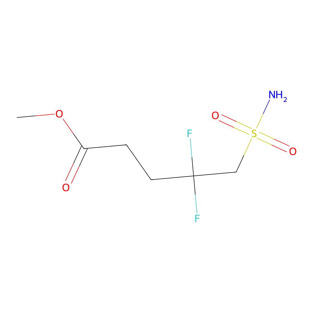 Methyl 4,4-difluoro-5-sulfamoylpentanoate molecular structure, CAS 2580199-67-1