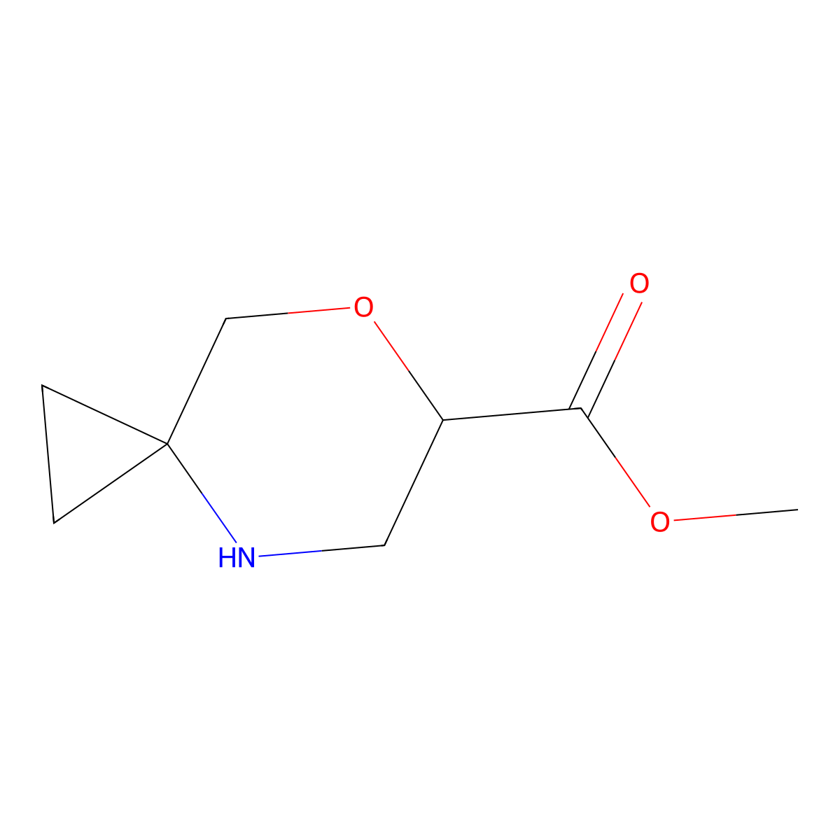 Methyl 7-oxa-4-azaspiro[2.5]octane-6-carboxylate molecular structure, CAS 2580199-74-0