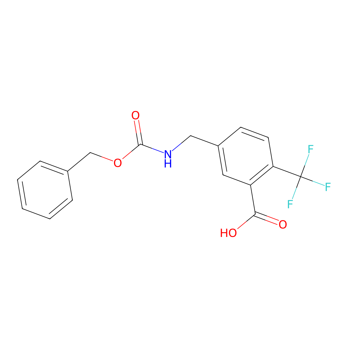 5-({[(Benzyloxy)carbonyl]amino}methyl)-2-(trifluoromethyl)benzoic acid molecular structure, CAS 2580199-76-2
