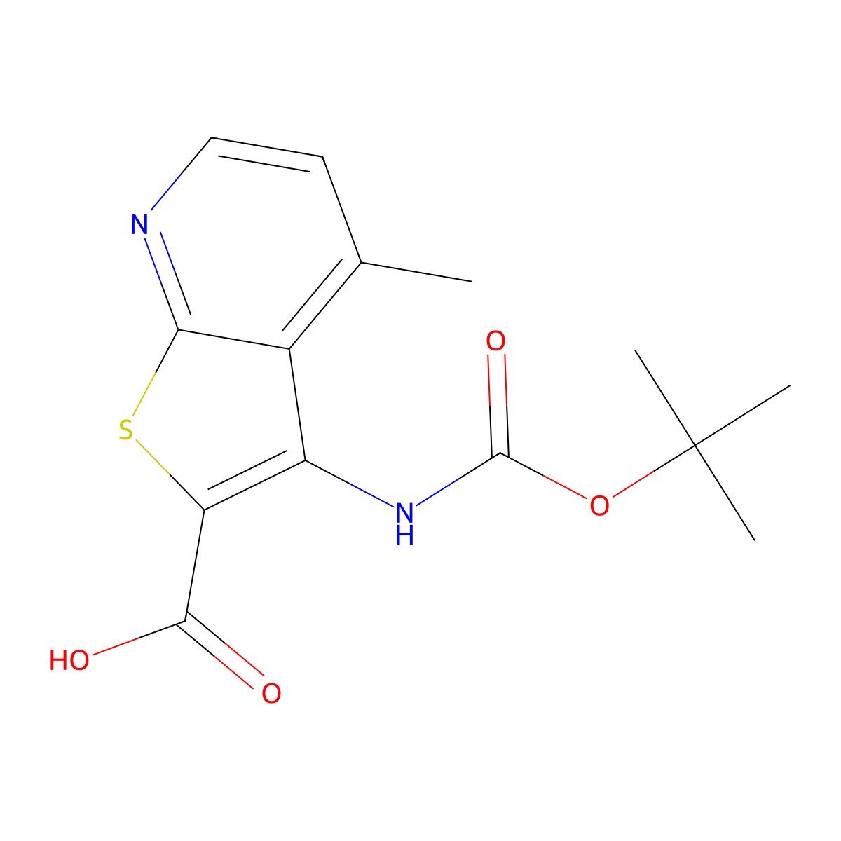 3-{[(Tert-butoxy)carbonyl]amino}-4-methylthieno[2,3-b]pyridine-2-carboxylic acid molecular structure, CAS 2580199-77-3