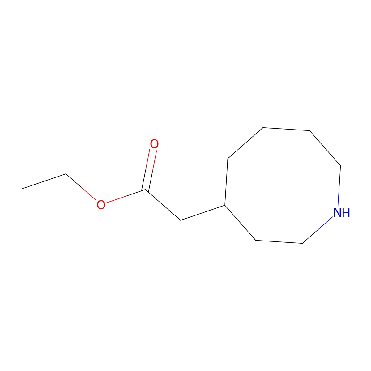 Ethyl 2-(azocan-4-yl)acetate molecular structure, CAS 2580199-95-5
