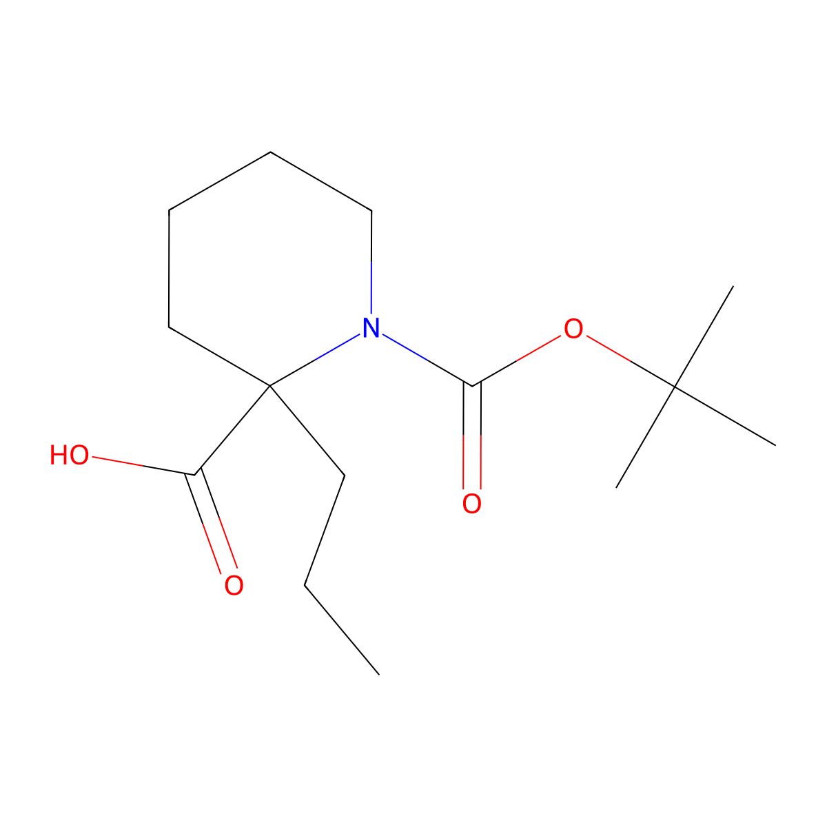 1-[(Tert-butoxy)carbonyl]-2-propylpiperidine-2-carboxylic acid molecular structure, CAS 2580199-96-6