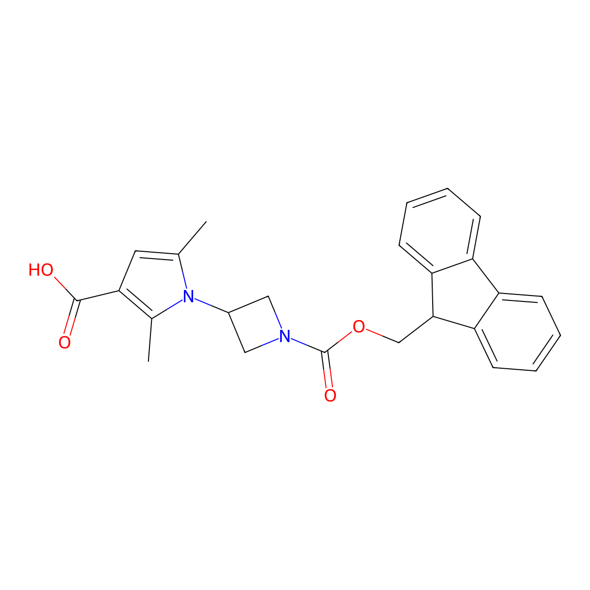 1-(1-{[(9H-fluoren-9-yl)methoxy]carbonyl}azetidin-3-yl)-2,5-dimethyl-1H-pyrrole-3-carboxylic acid molecular structure, CAS 2580200-03-7