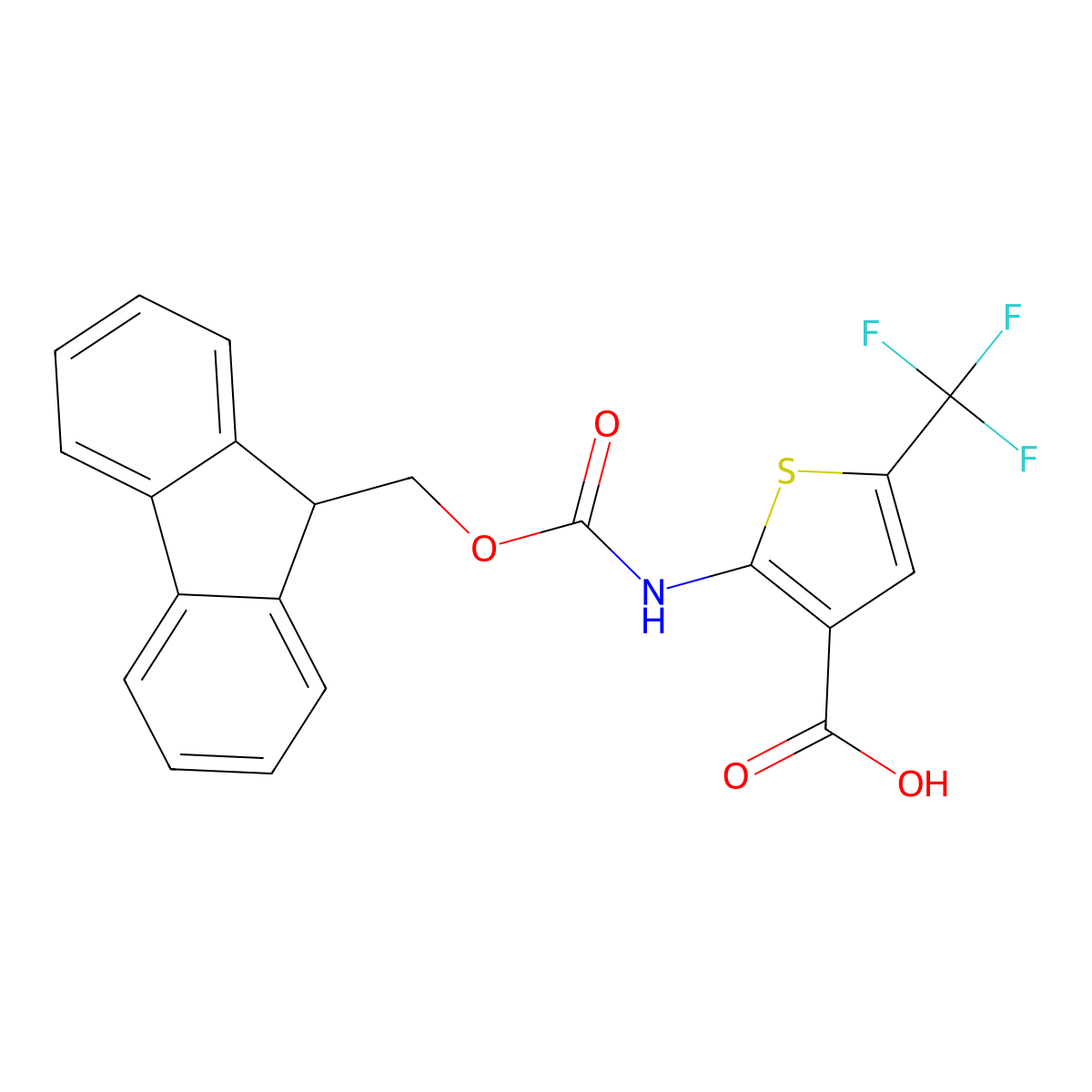 2-({[(9H-fluoren-9-yl)methoxy]carbonyl}amino)-5-(trifluoromethyl)thiophene-3-carboxylic acid molecular structure, CAS 2580200-07-1