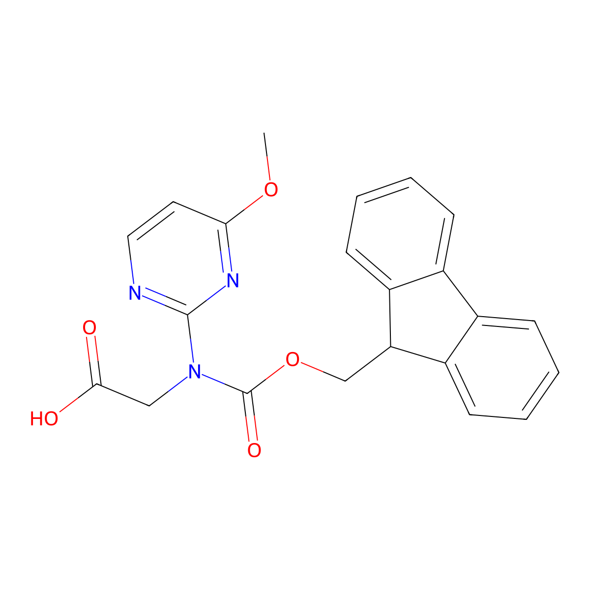 2-({[(9H-fluoren-9-yl)methoxy]carbonyl}(4-methoxypyrimidin-2-yl)amino)acetic acid molecular structure, CAS 2580200-08-2