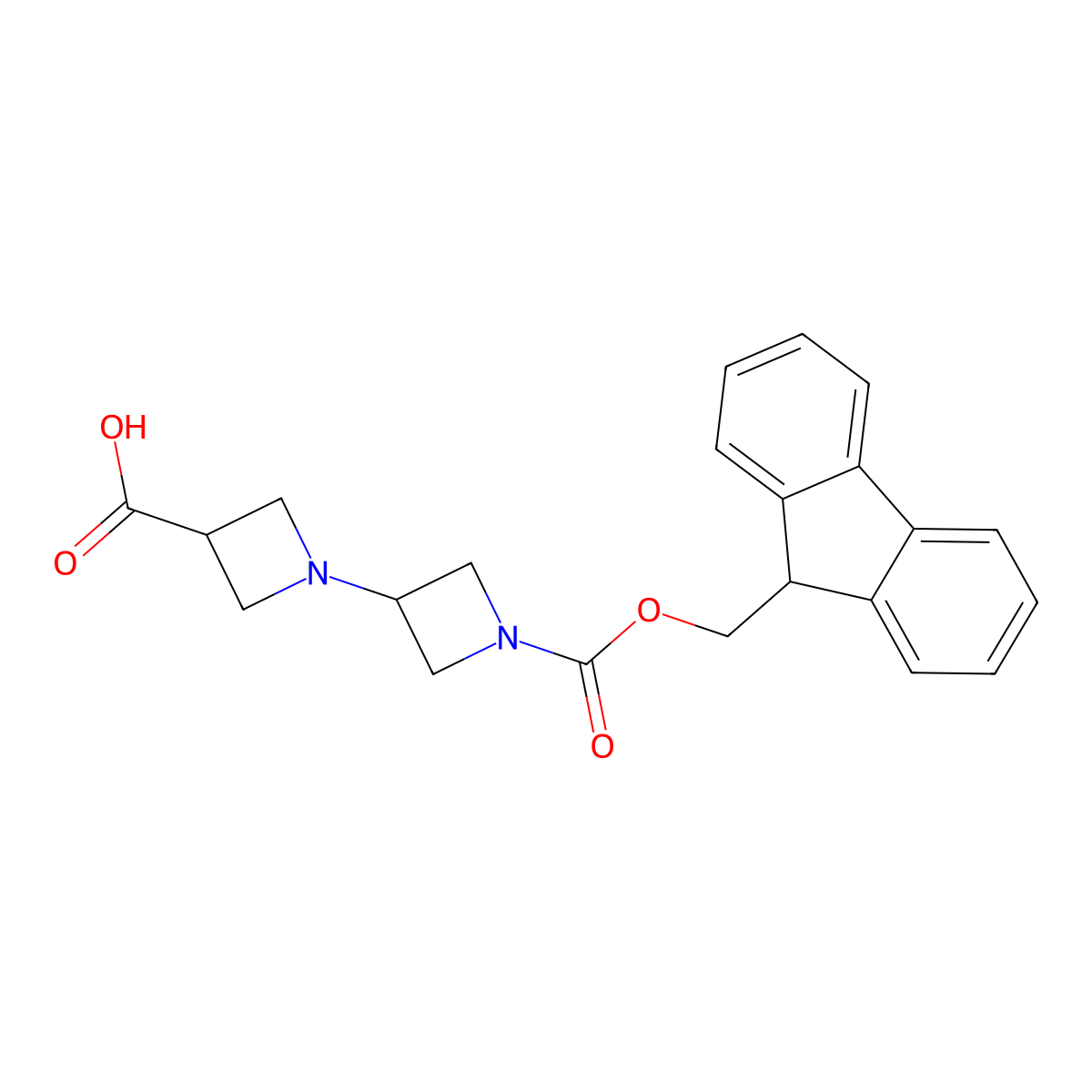 1-(1-{[(9H-fluoren-9-yl)methoxy]carbonyl}azetidin-3-yl)azetidine-3-carboxylic acid molecular structure, CAS 2580200-11-7