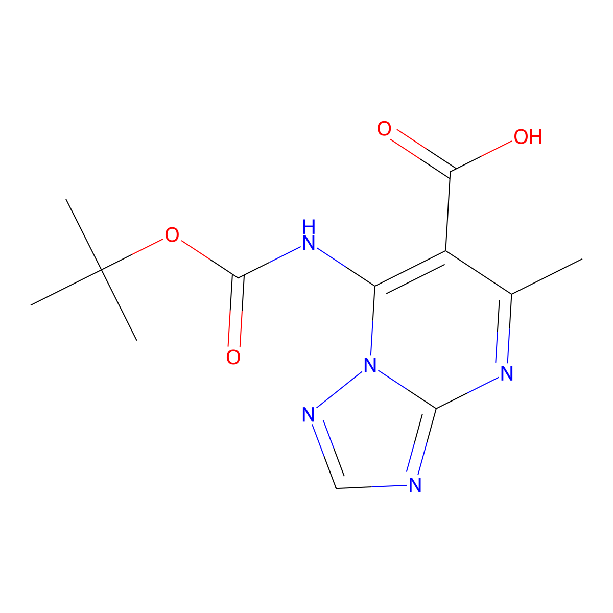 7-{[(Tert-butoxy)carbonyl]amino}-5-methyl-[1,2,4]triazolo[1,5-a]pyrimidine-6-carboxylic acid molecular structure, CAS 2580200-15-1