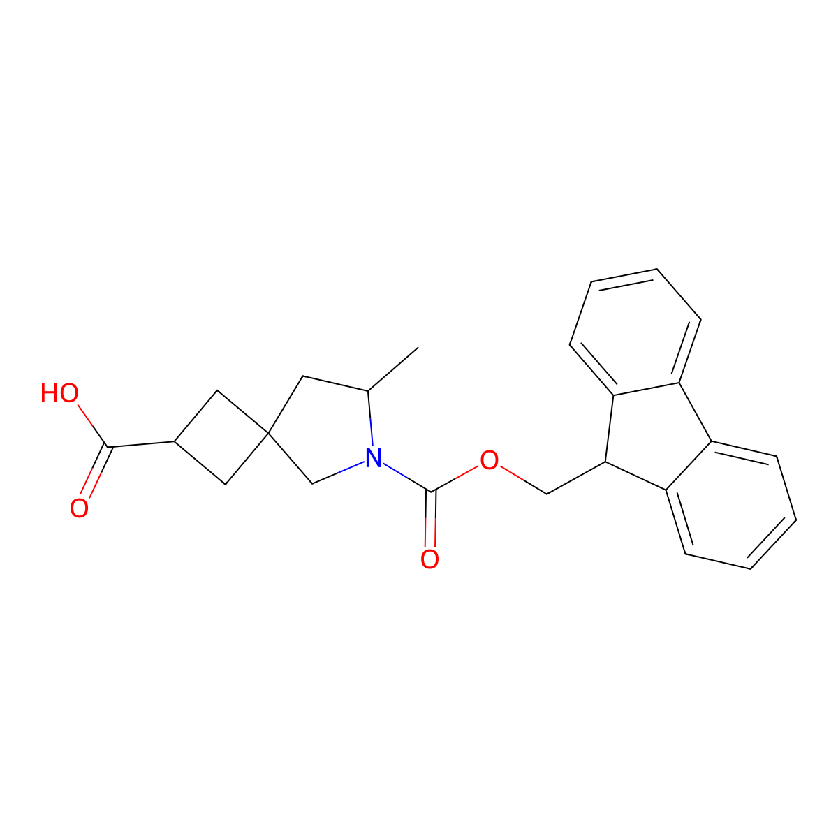 6-{[(9H-fluoren-9-yl)methoxy]carbonyl}-7-methyl-6-azaspiro[3.4]octane-2-carboxylic acid molecular structure, CAS 2580200-16-2