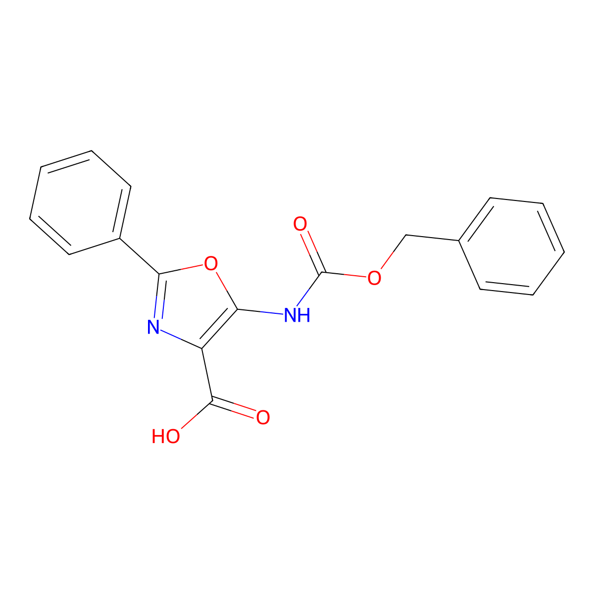 5-{[(Benzyloxy)carbonyl]amino}-2-phenyl-1,3-oxazole-4-carboxylic acid molecular structure, CAS 2580200-17-3