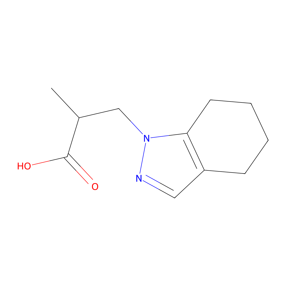 2-methyl-3-(4,5,6,7-tetrahydro-1H-indazol-1-yl)propanoic acid molecular structure, CAS 2580200-20-8
