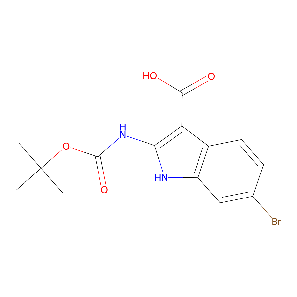 6-bromo-2-{[(tert-butoxy)carbonyl]amino}-1H-indole-3-carboxylic acid molecular structure, CAS 2580200-24-2