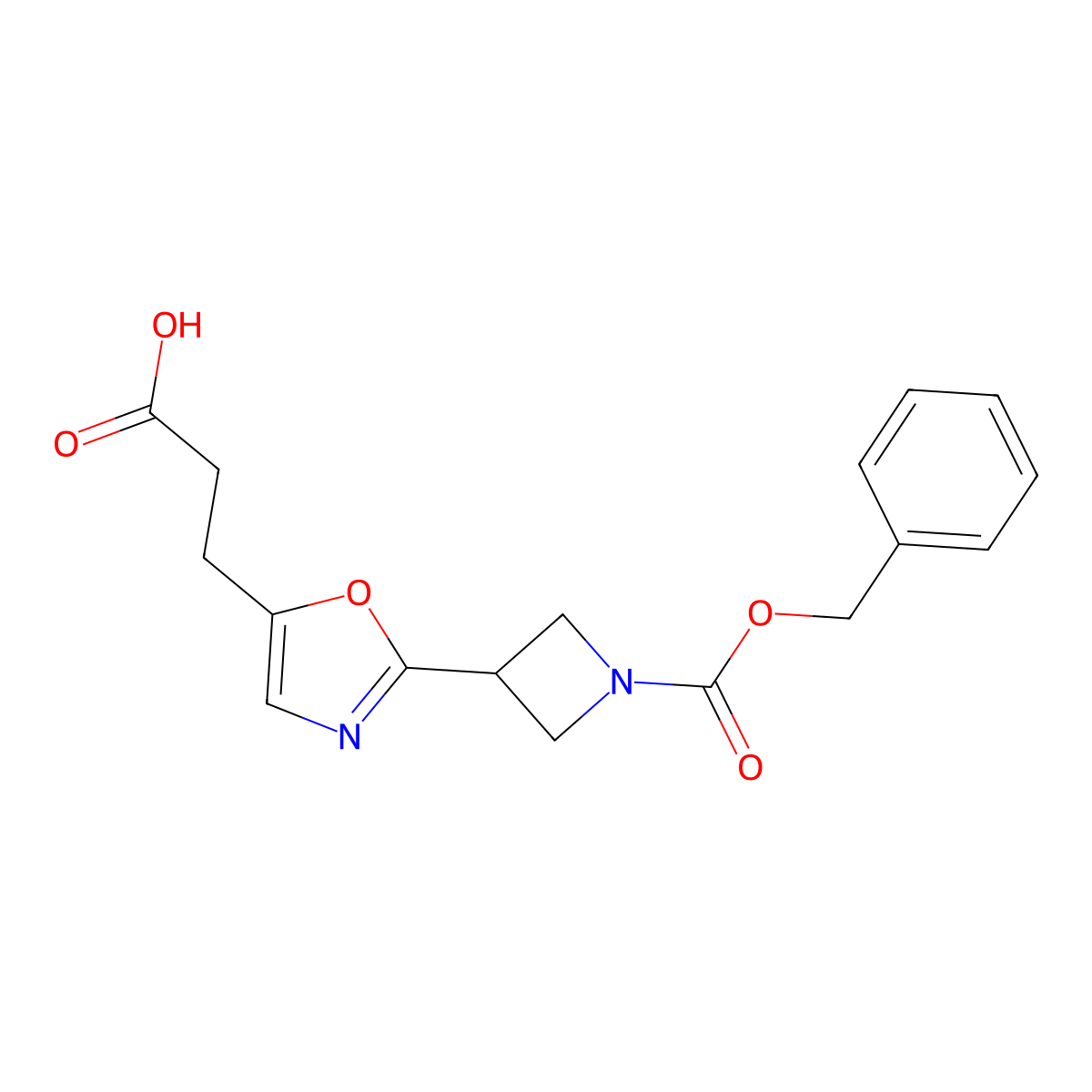 3-(2-{1-[(Benzyloxy)carbonyl]azetidin-3-yl}-1,3-oxazol-5-yl)propanoic acid molecular structure, CAS 2580200-31-1