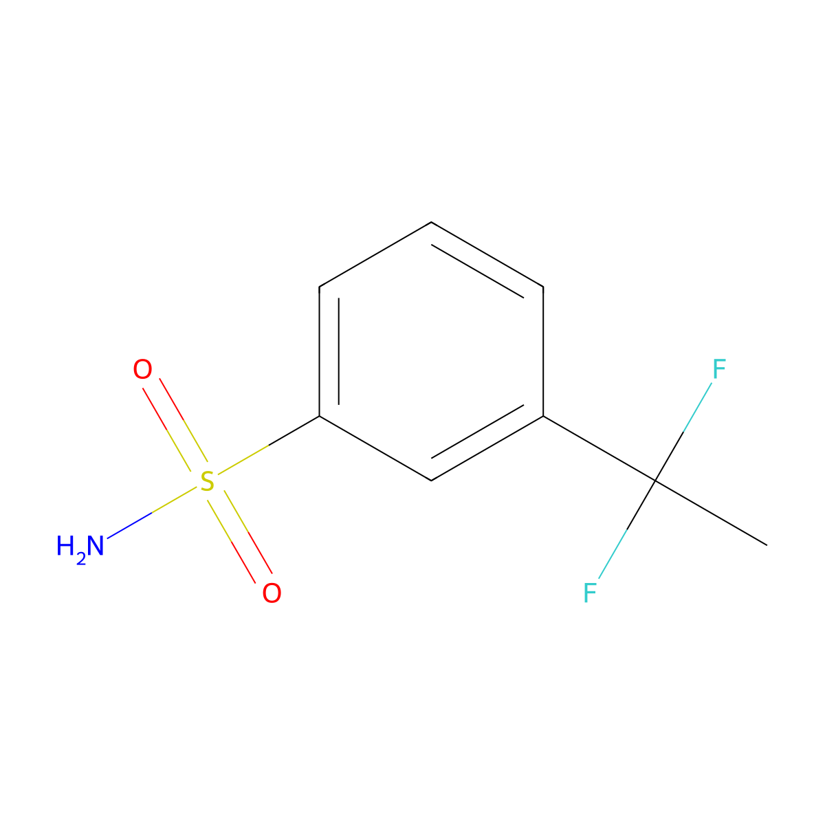 3-(1,1-Difluoroethyl)benzene-1-sulfonamide molecular structure, CAS 2580200-33-3