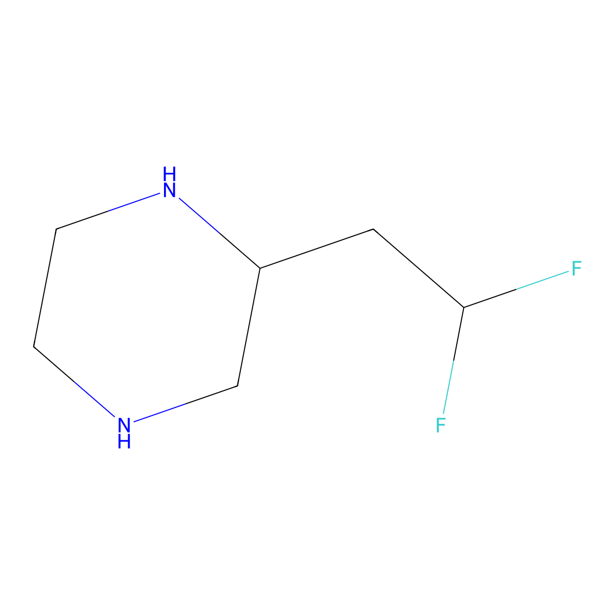 2-(2,2-Difluoroethyl)piperazine molecular structure, CAS 2580200-35-5