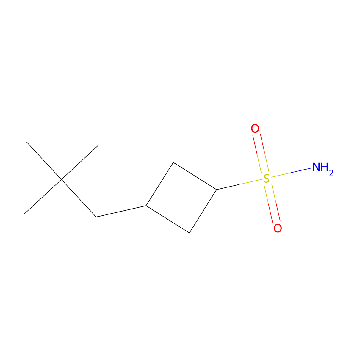 3-(2,2-Dimethylpropyl)cyclobutane-1-sulfonamide molecular structure, CAS 2580200-43-5