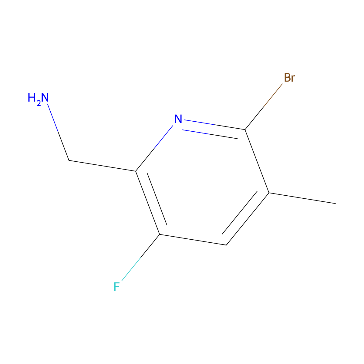 1-(6-Bromo-3-fluoro-5-methylpyridin-2-yl)methanamine molecular structure, CAS 2580200-45-7