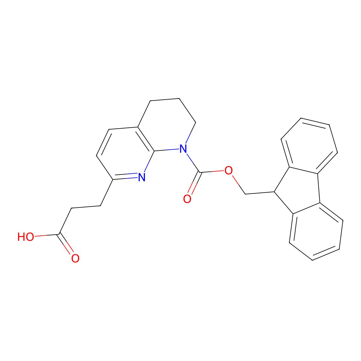 3-(8-{[(9H-fluoren-9-yl)methoxy]carbonyl}-5,6,7,8-tetrahydro-1,8-naphthyridin-2-yl)propanoic acid molecular structure, CAS 2580200-49-1