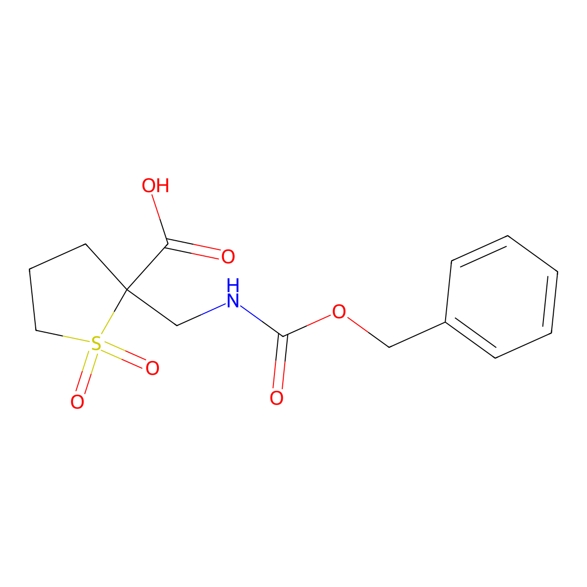2-({[(Benzyloxy)carbonyl]amino}methyl)-1,1-dioxo-1lambda6-thiolane-2-carboxylic acid molecular structure, CAS 2580200-51-5