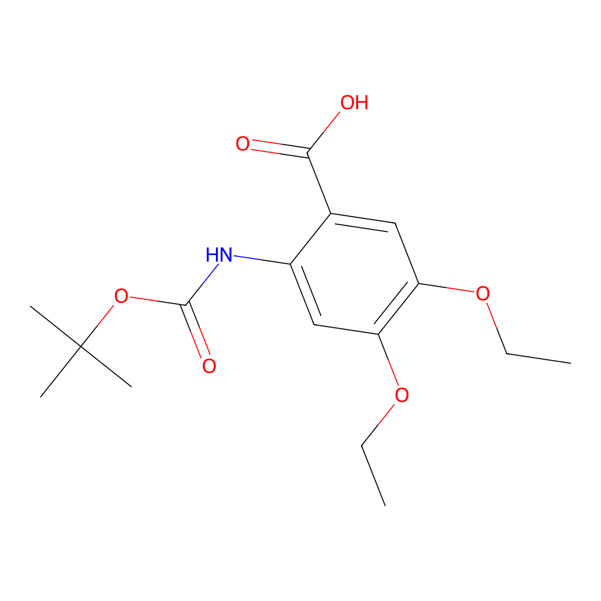 2-{[(Tert-butoxy)carbonyl]amino}-4,5-diethoxybenzoic acid molecular structure, CAS 2580200-52-6