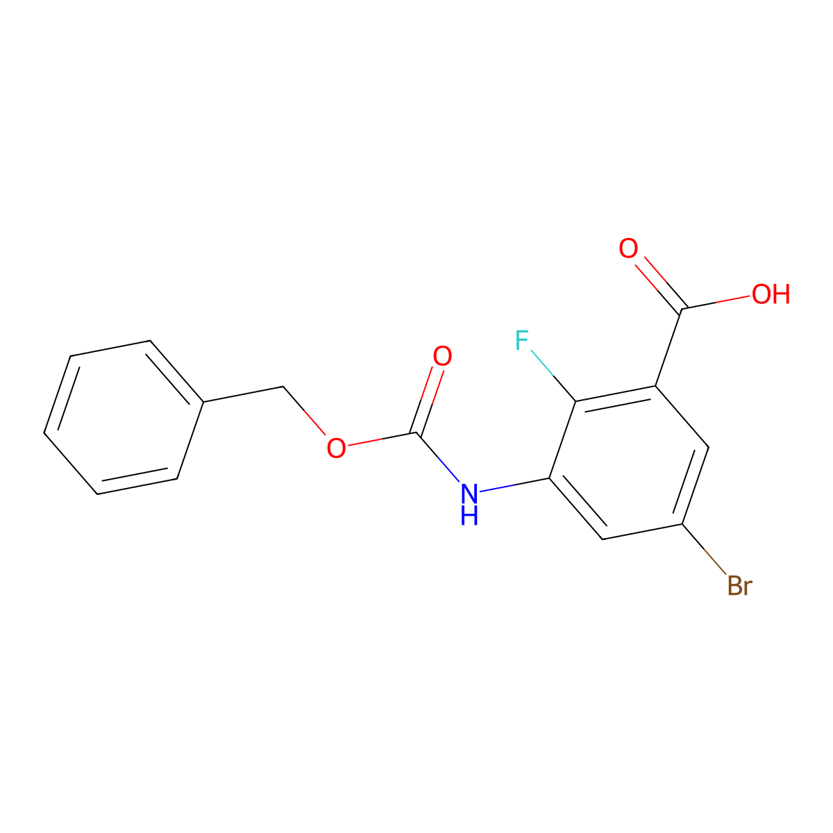 3-{[(Benzyloxy)carbonyl]amino}-5-bromo-2-fluorobenzoic acid molecular structure, CAS 2580200-75-3