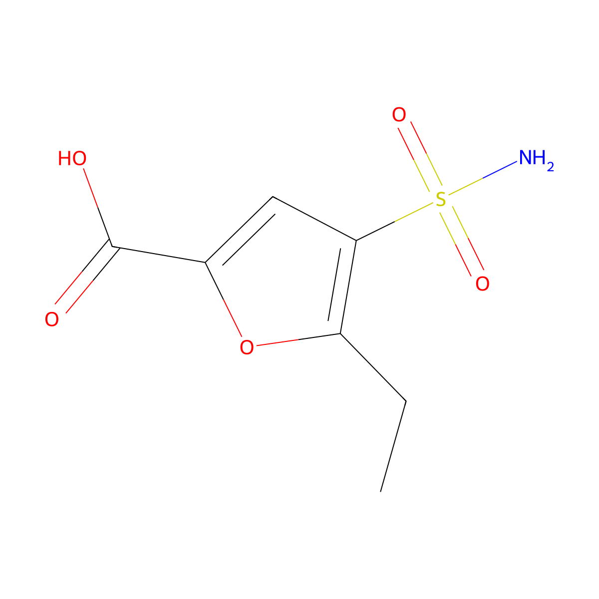 5-Ethyl-4-sulfamoylfuran-2-carboxylic acid molecular structure, CAS 2580200-83-3