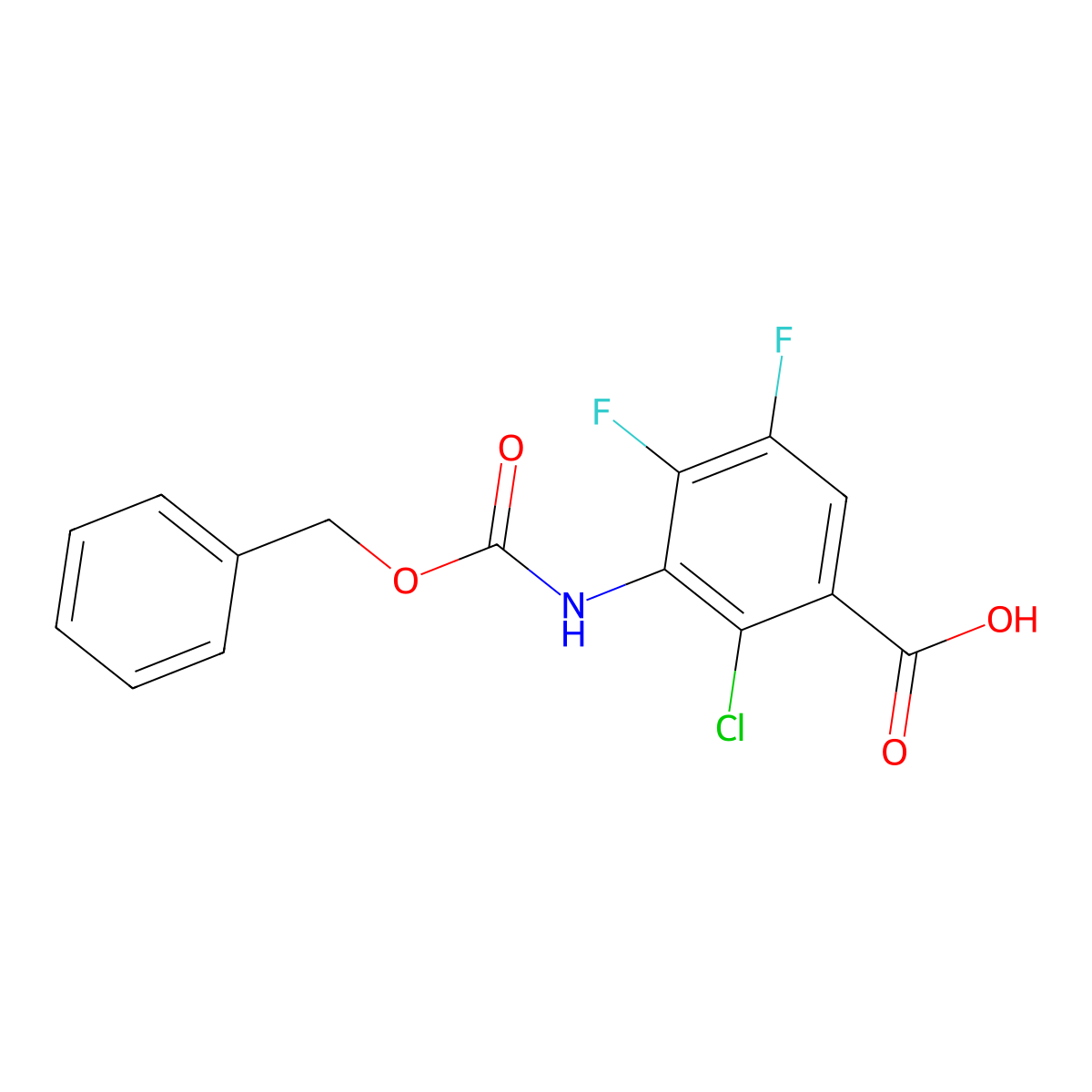 3-{[(Benzyloxy)carbonyl]amino}-2-chloro-4,5-difluorobenzoic acid molecular structure, CAS 2580200-84-4