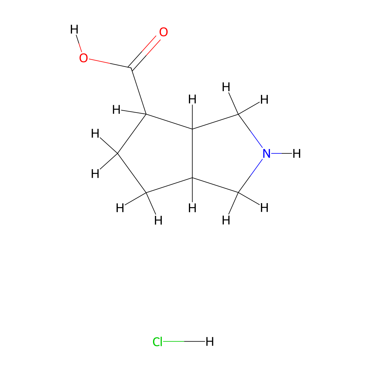 Octahydrocyclopenta[c]pyrrole-4-carboxylic acid hydrochloride molecular structure, CAS 2580200-85-5