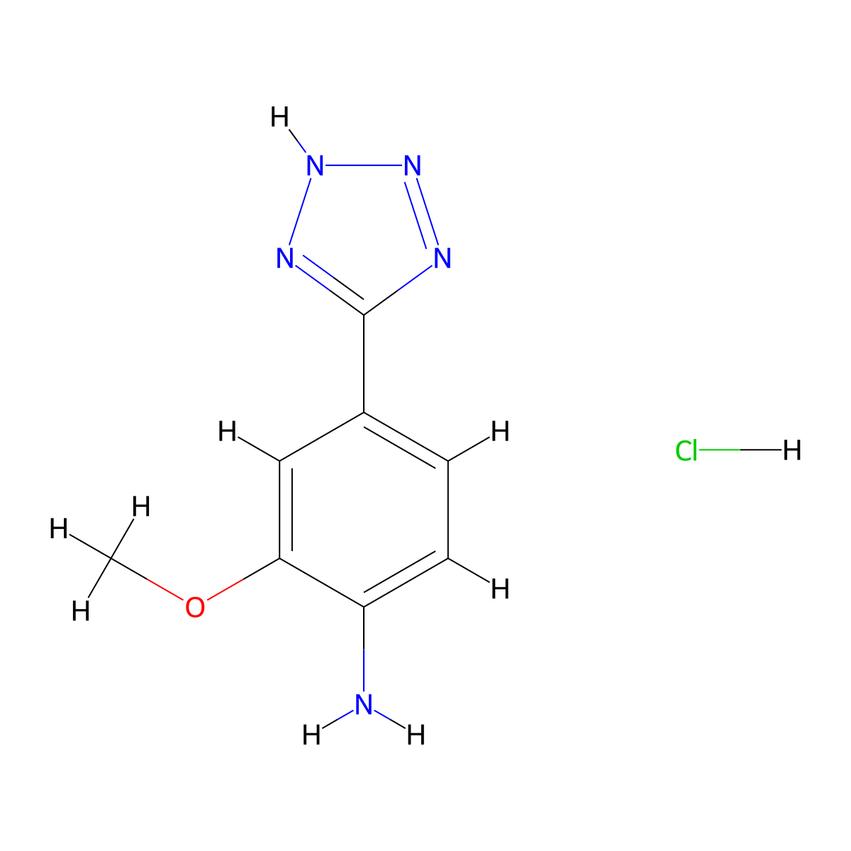 2-methoxy-4-(1H-1,2,3,4-tetrazol-5-yl)aniline hydrochloride molecular structure, CAS 2580200-86-6