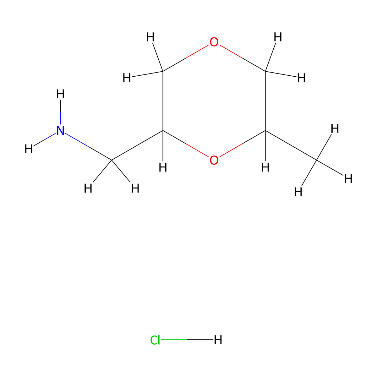 (6-Methyl-1,4-dioxan-2-yl)methanamine;hydrochloride molecular structure, CAS 2580200-91-3