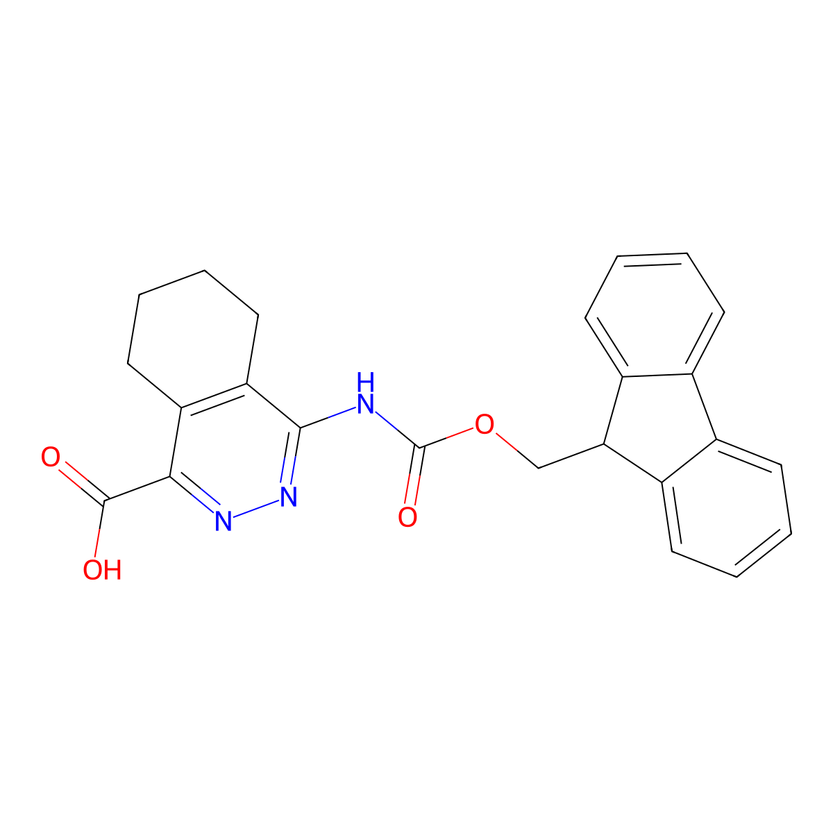 4-({[(9H-fluoren-9-yl)methoxy]carbonyl}amino)-5,6,7,8-tetrahydrophthalazine-1-carboxylic acid molecular structure, CAS 2580200-95-7