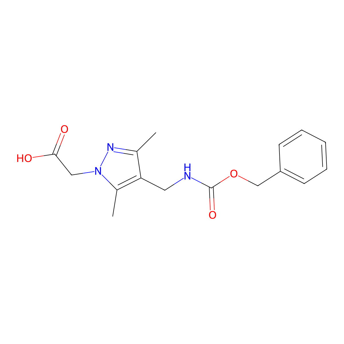 2-[4-({[(benzyloxy)carbonyl]amino}methyl)-3,5-dimethyl-1H-pyrazol-1-yl]acetic acid molecular structure, CAS 2580200-96-8