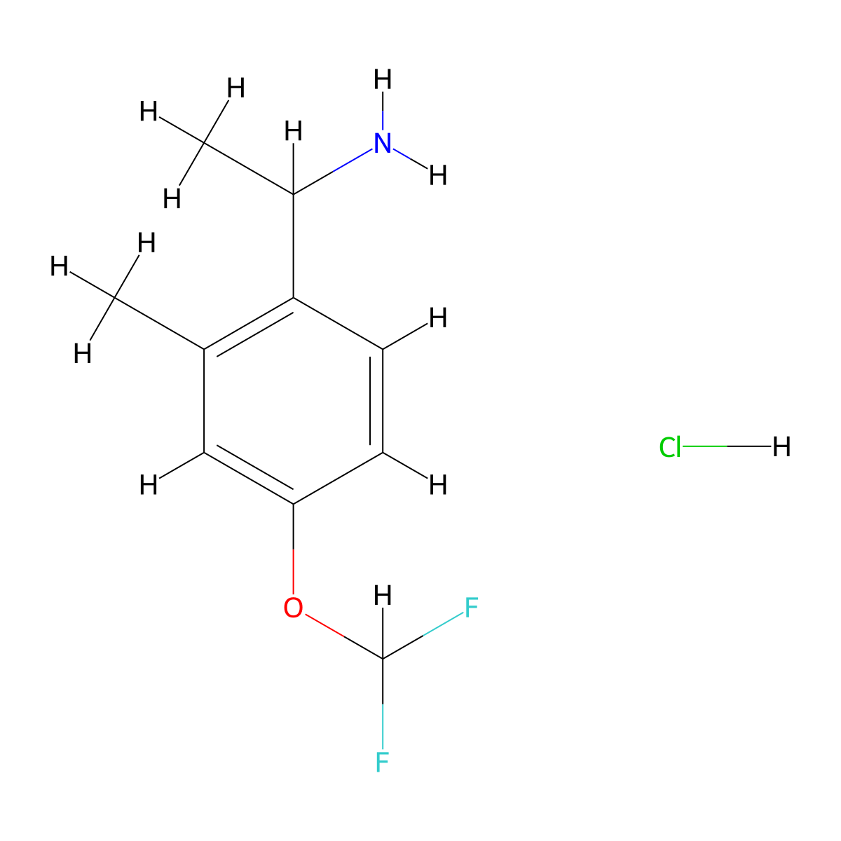 1-[4-(Difluoromethoxy)-2-methylphenyl]ethanamine;hydrochloride molecular structure, CAS 2580200-98-0